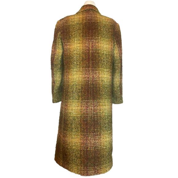 Vintage Etro Wool Coat Jacket 44 8 M Checker Long Peacoat Italy Multicolor Plaid - Picture 4 of 13